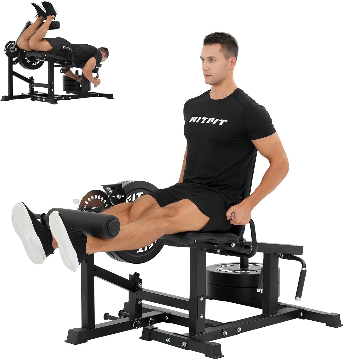 RitFit Beinstrecker Beinbeuger Gerät Beinpresse für Zuhause | 4-fach verstellbare Rückenlehne & 12-fach verstellbare Beinstütze, für Oberschenkel Training & Muskelaufbau Beintrainer