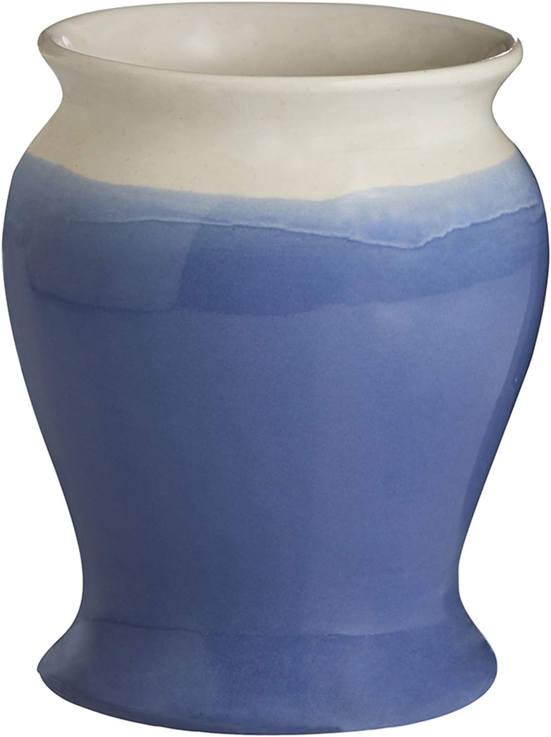 Clay Aesthetics Porcelain Handmade Wide Mouth Dazzling Blue & Ivory Vase