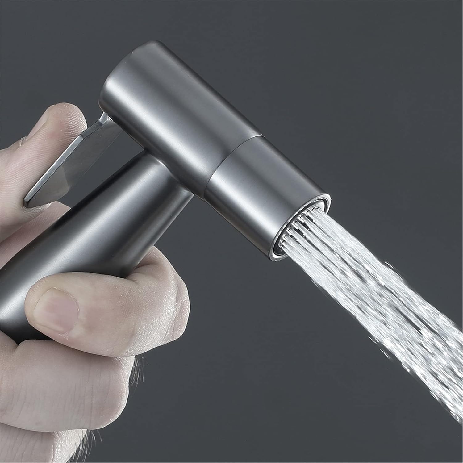 Pulverizador de bidé de inodoro de mano, grifo de bidé de acero inoxidable, rociador de montaje en pared de baño, ducha higiénica de bidé autolimpiante, metal plomizo, gris
