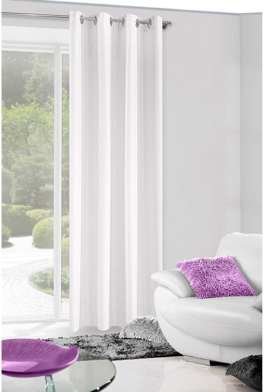 Eurofirany Plain Shimmering 8 Eyelets Thread Curtains Pack of 1 Classic Glamour Modern Living Room Bedroom Lounge, Polyester