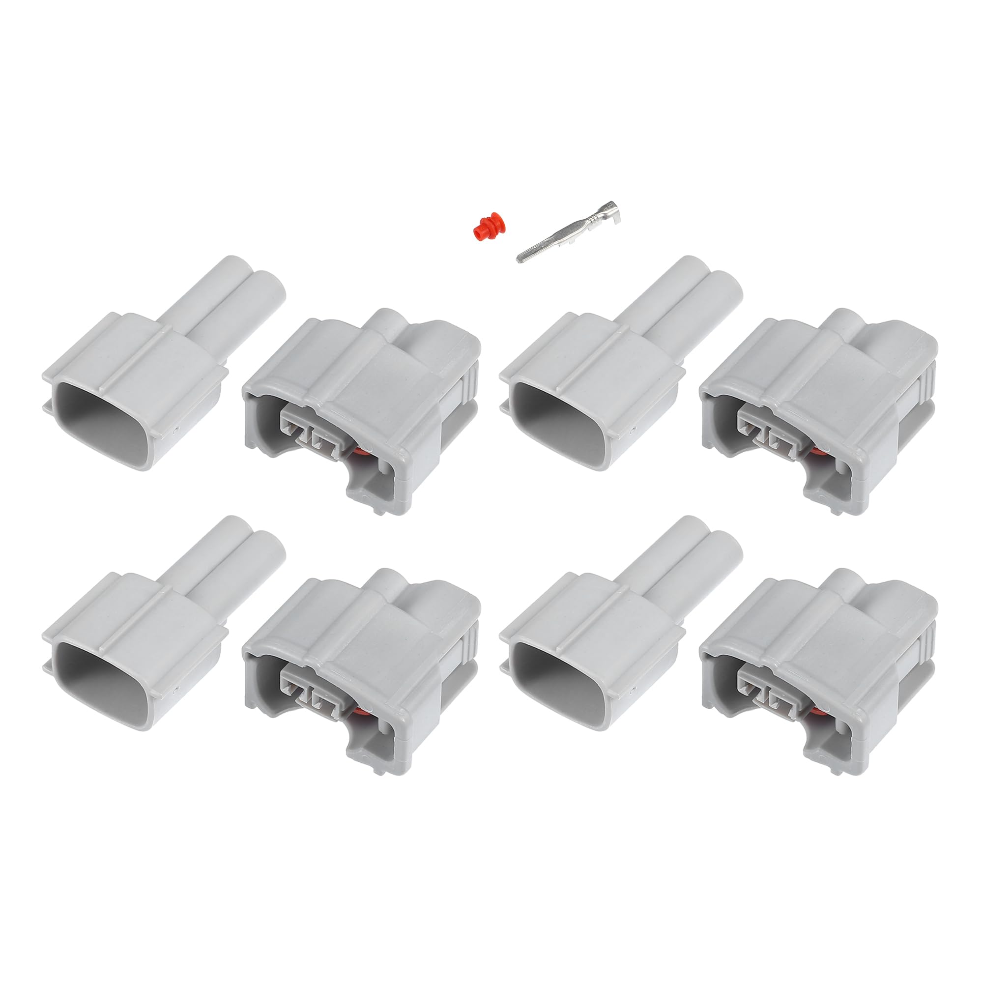 QUARKZMAN Kit Connecteur D'Injecteur 2 Broches M/F Pour Toyota 4 Pcs | Gris, Plastique Cuivre, Pour Toyota, OE 9098011875, Étanche Poussière Et Eau