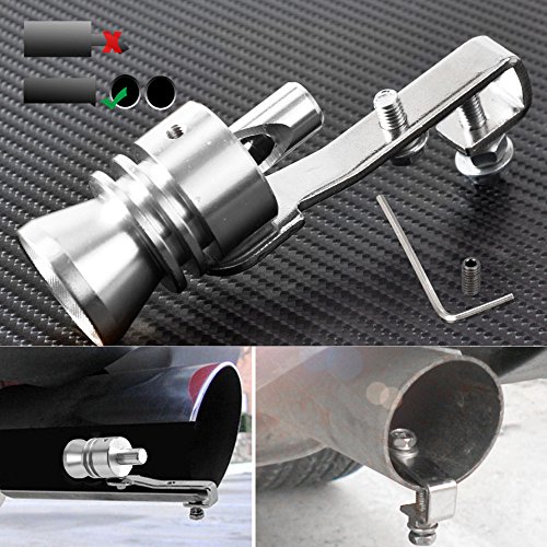 DragonPad Turbo Sound Muffler, Vehicle Refit Device Turbo Whistle Exhaust Pipe Sounder Motorcycle Sound Imitator Caliber: 2.5cm Silver