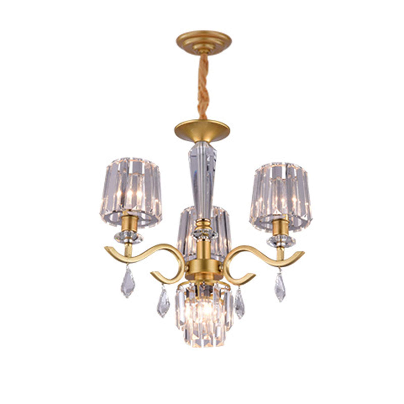 CZYLJLK E14 Semi Flush Mount Ceiling Light Luxurious Industrial Iron During Lights For Living Room Dining Bedroom,Modern Simple Crystal -Golden. 4t