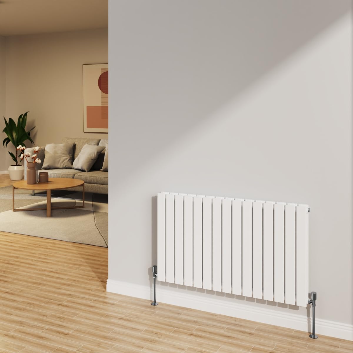 Nrg Gloss White 600X1020mm Radiator Horizontal Flat Panel Double Radiator
