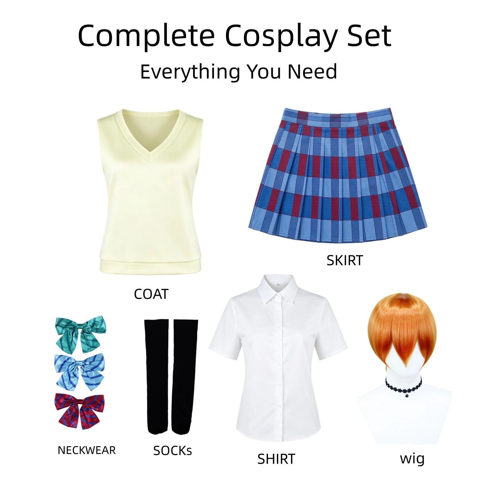 Halloween Kostüm für Erwachsene, Karneval Rollenspiel Cosplay Komplettset – Rin Hoshizora Stil