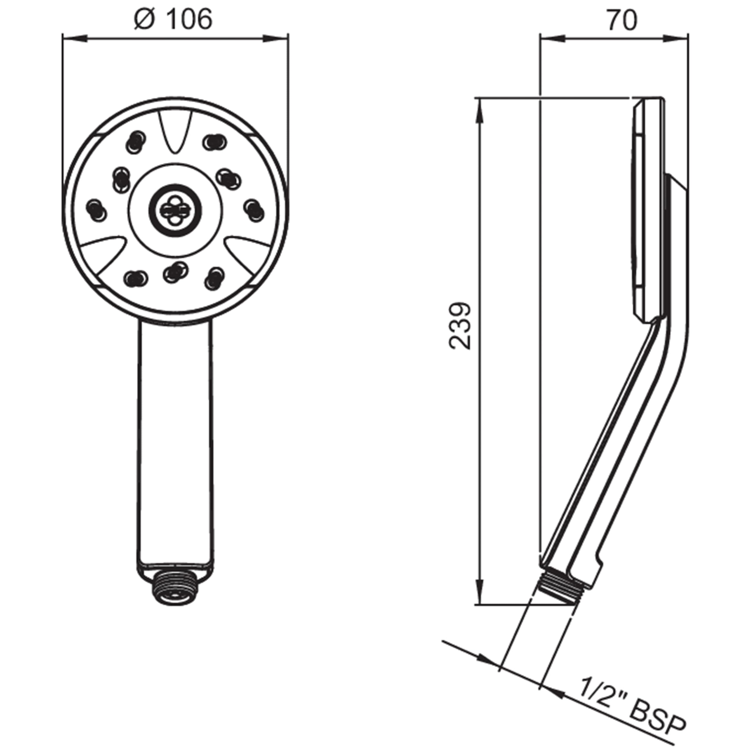 Methven SJK23-LF - "Satinjet Low Flow" Ducha teléfono, cromado (106 mm Dia x 239 L)