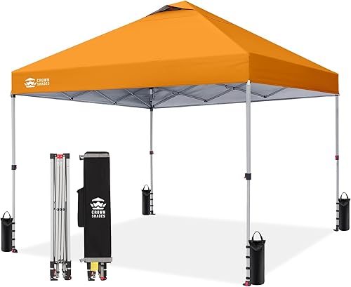 CROWN SHADES Toldo desplegable de 10 x 10 pies – Tienda de campaña de playa con un solo empuje – Parasol al aire libre fácil para eventos, fiestas,