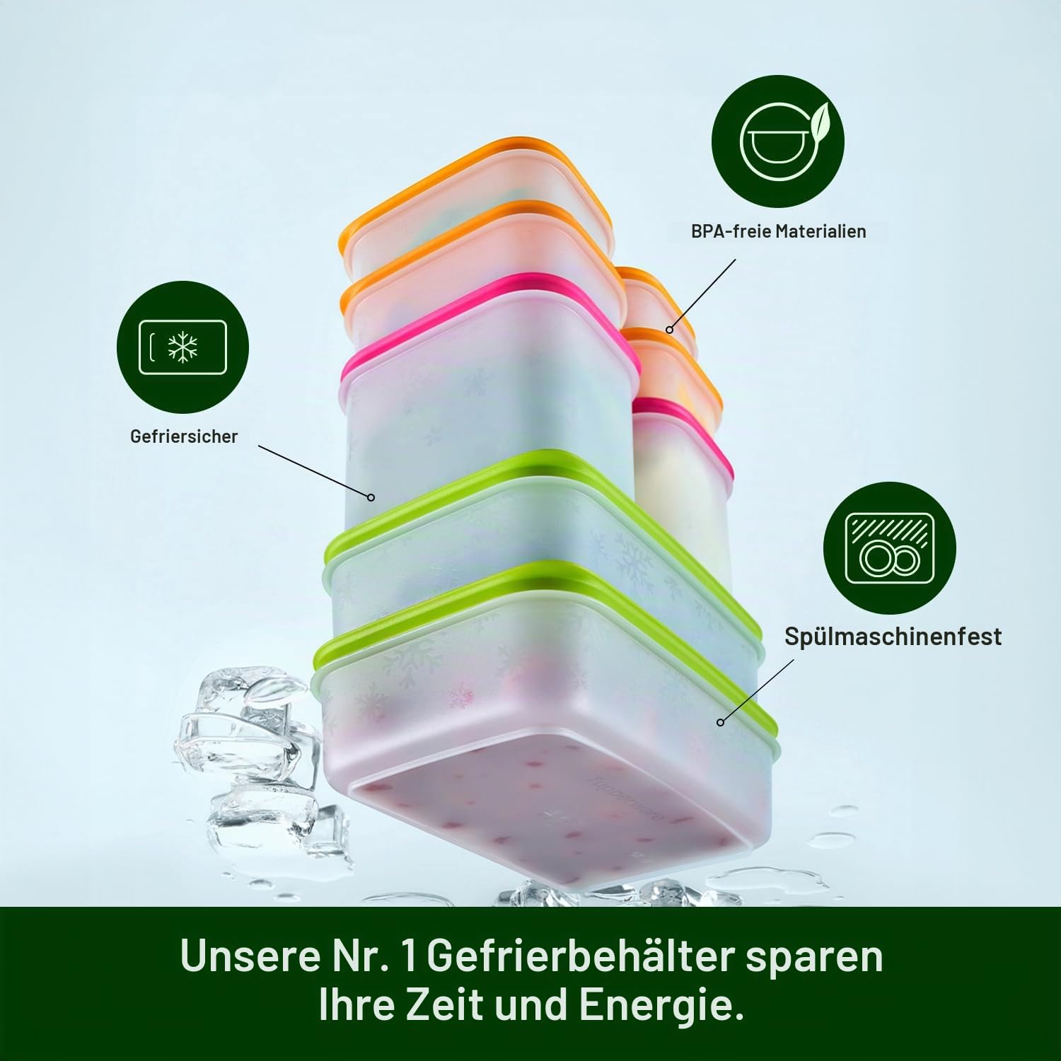 Tupperware Freezer Mates Gen II – Set von Lebensmittelbehältern, spülmaschinengeeignet und BPA-frei, 8 Behälter + 8 Deckel