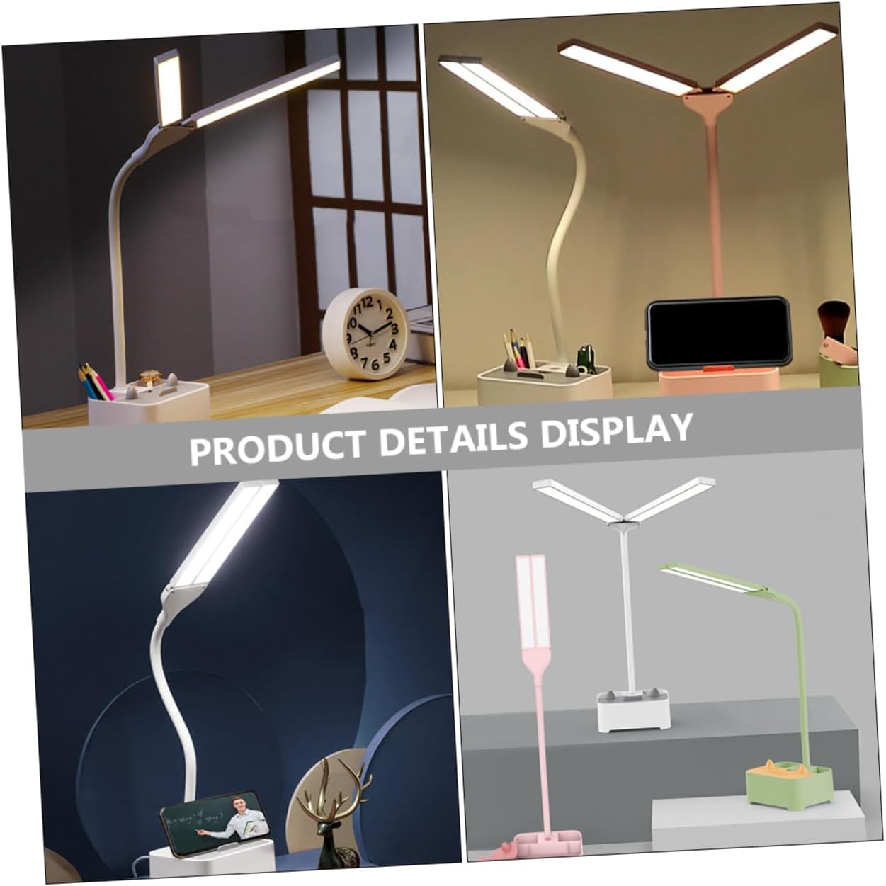 TEHAUX 1set Creative Dual- Table Lamp Eye for Reading Portable USB Rechargeable Design for Students and Home Use Compact and Lightweight