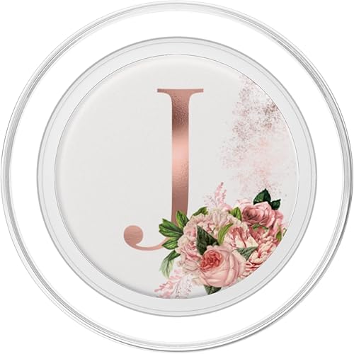 Miniatura 2 de Rose Blush Floral Monogram Letra J Rosa Flores PopSockets MagSafe PopGrip para iPhone