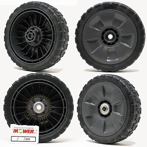The Mower Shop HRR216 - Juego completo de ruedas (incluye juego trasero 42710-VL0-T00ZA y juego delantero 44710-VL0-T00ZA) para números de serie