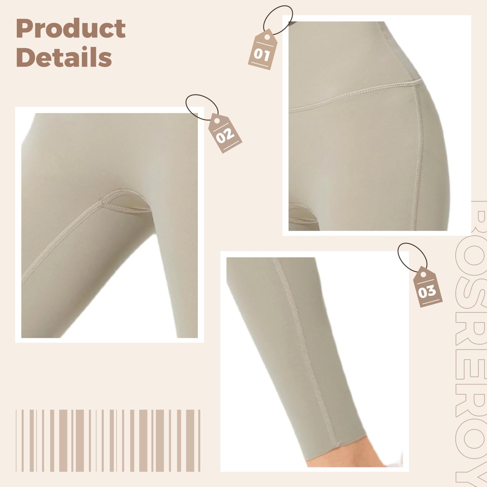 Damskie legginsy treningowe z wysokim stanem, rajstopy do jogi do fitnessu i wypoczynku, pasują do 5'6-5'11, 67.6-74.8 kg, khaki, Khaki, Rozmiar uniwersalny