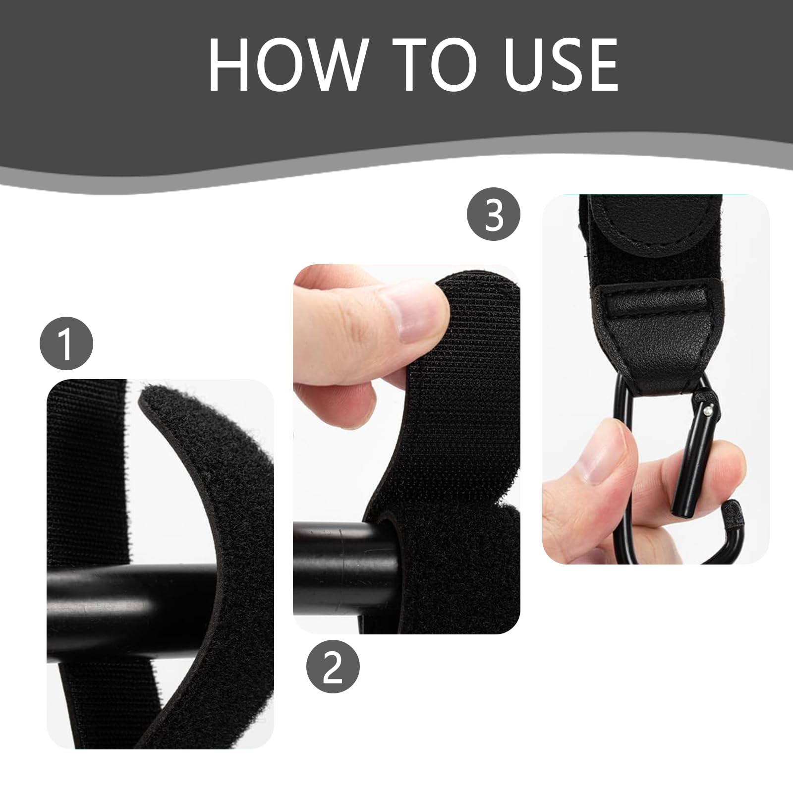 4 PCS Pram Hooks for Bags for Pram for Stroller Diaper Bag Shopping Cart Pushchair Backpack (Black and Pink) - Image 4