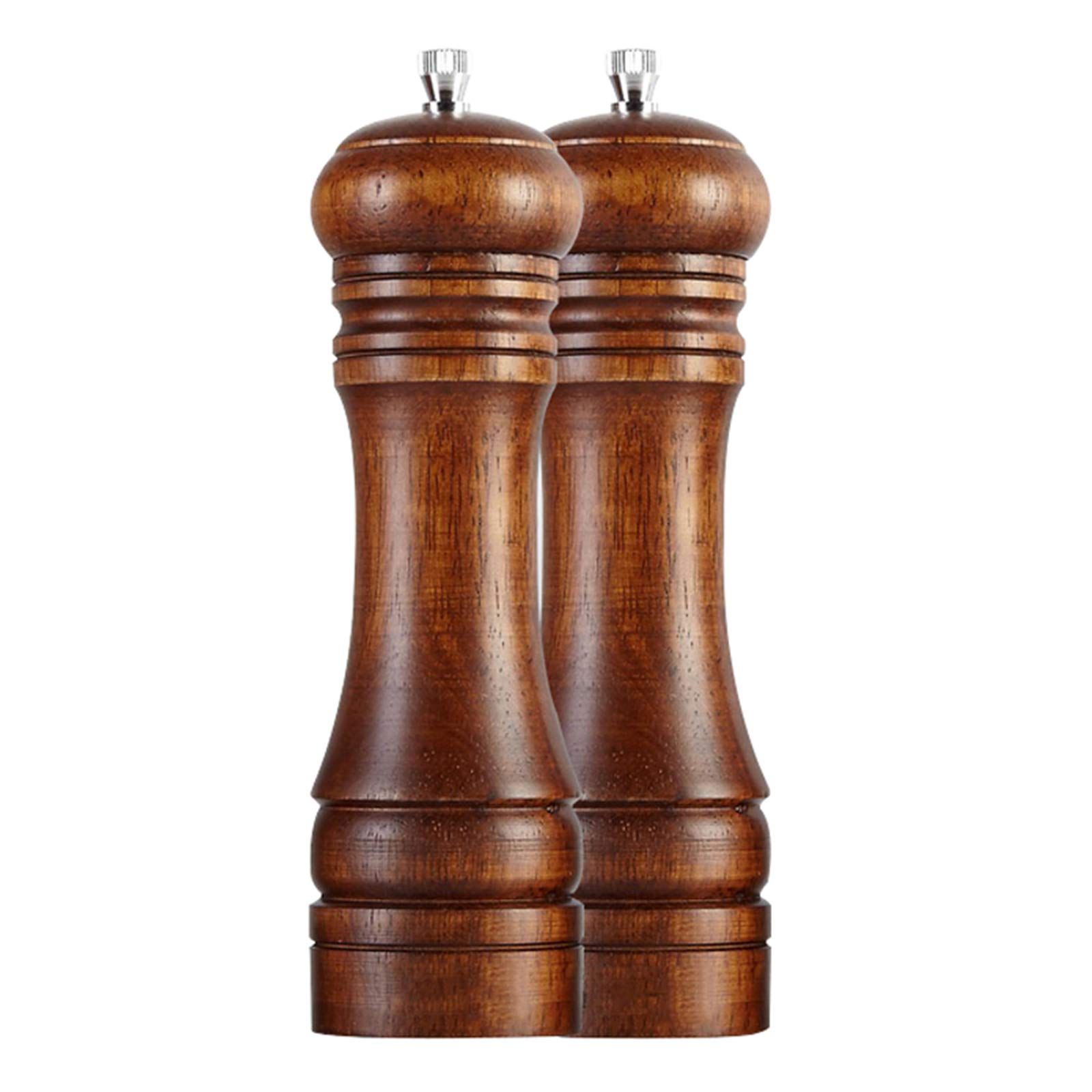 Zestaw młynków do soli i pieprzu, drewniane młynki do soli i pieprzu, ceramiczne i ze stali węglowej rdzenie mielące odpowiednio do soli i pieprzu, 2 sztuki
