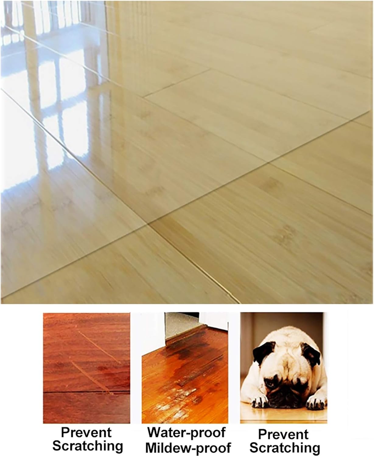 Non-Slip Oil-Proof Transparent Rugs Protector Cover,Runner Rug Clear Plastic Area Carpet, Waterproof Doormat - Can Be Cut(1x1m/3x3.3ft)