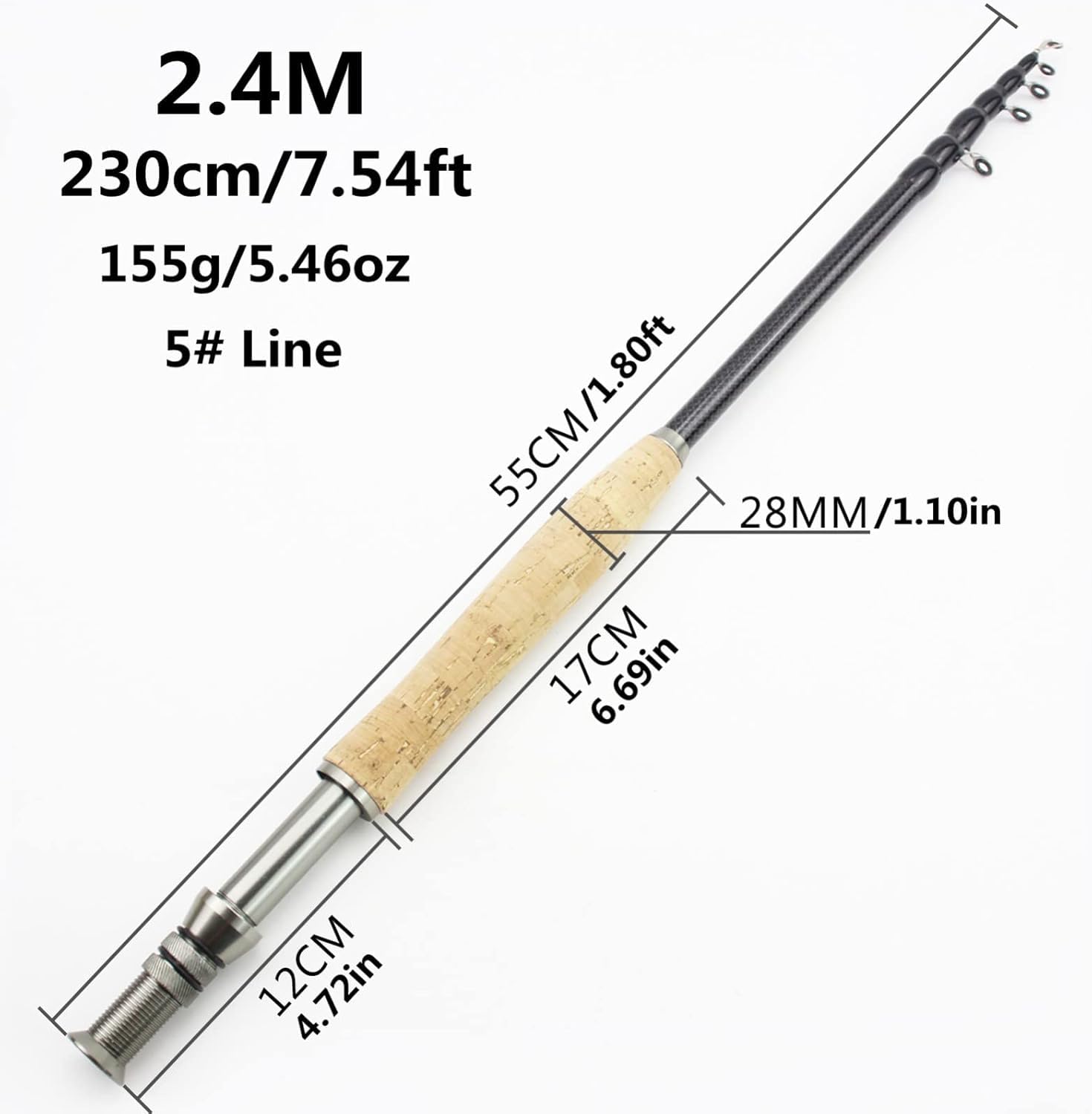 2,1 M 2,4 M 2,7 M 3,0 M Teleskopowa Wędka Muchowa Przenośna Ultralekka Wędka Muchowa Z Włókna Węglowego O Szybkiej Akcji Korek Hdle Tackle, 3.0m