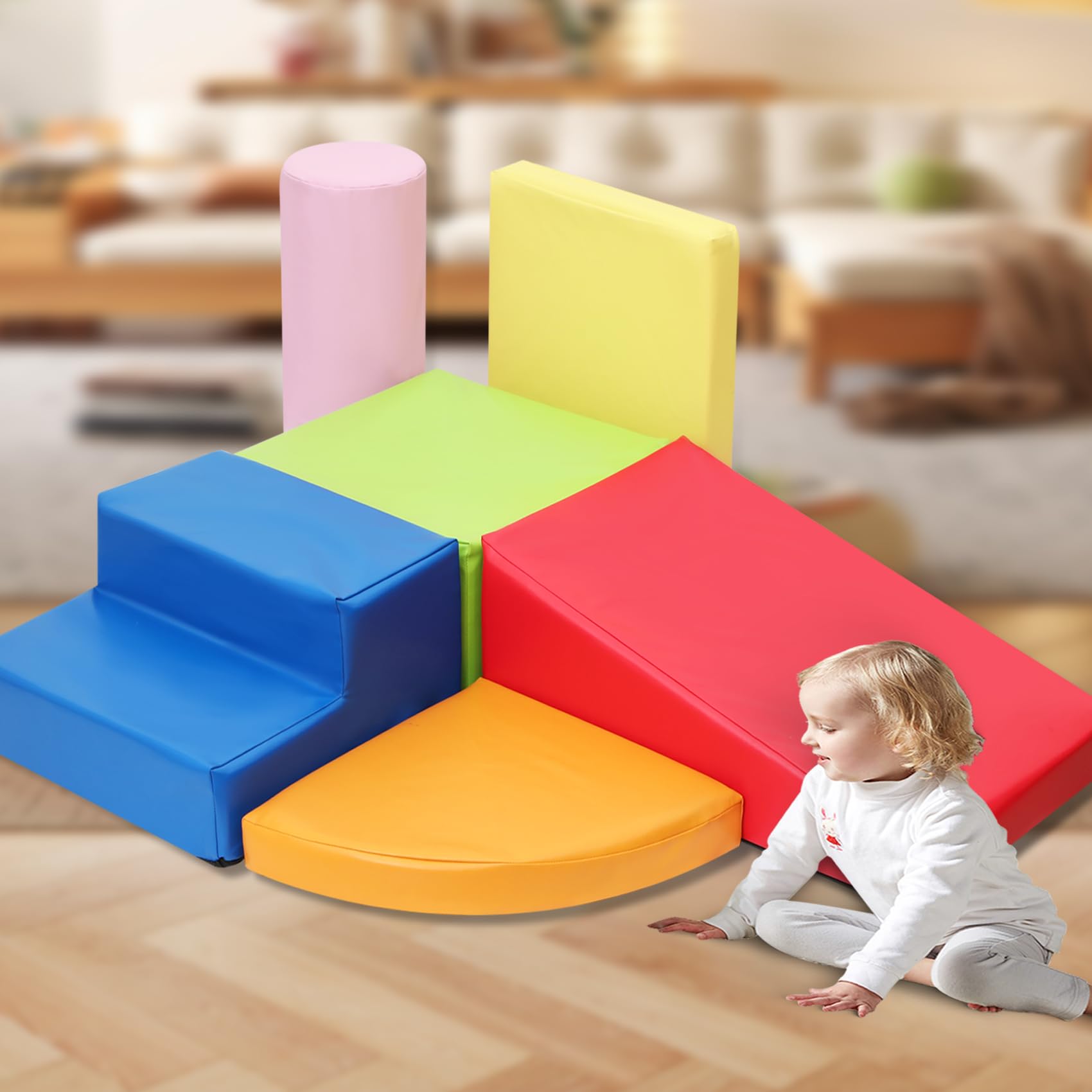 Infant Toddler Climber 6-Piece,Toddler Climbing Exercise Toy,Children'S Indoor Climbing Kit,Pu Material Non-Toxic Environmentally Friendly,Easy To Clean Exercise Color Recognition-Coordination Ability