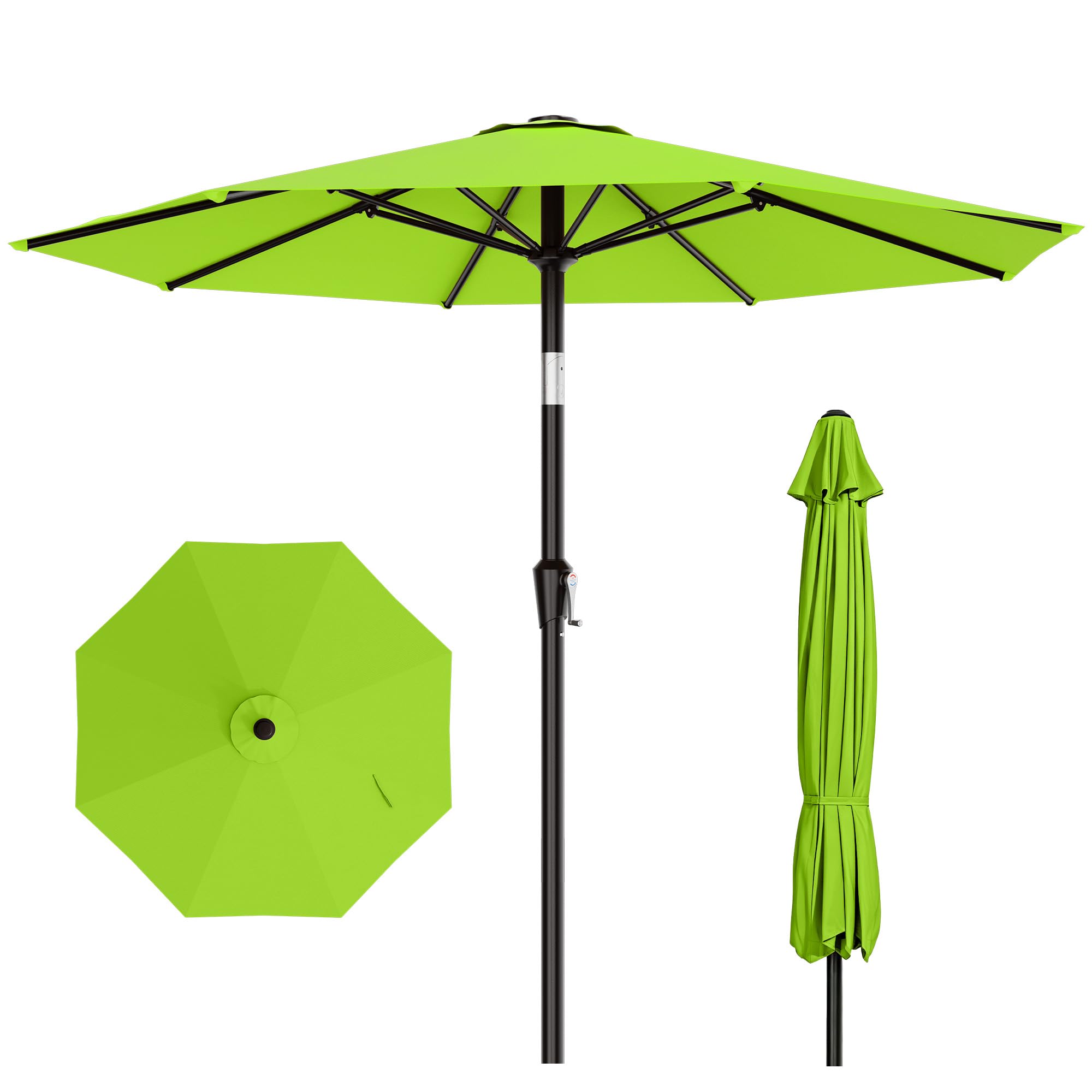AreShark 10 FT Outdoor Patio Umbrella, Patio Table Umbrella with Push Button Tilt and Crank, Outdoor Patio Umbrellas with 8 Fiberglass Ribs, Patio Umbrellas for Market, Garden, Pool (Apple Green)