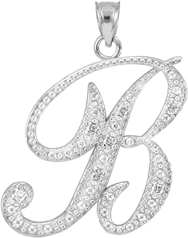Claddagh Gold .925 Sterling Silver Cubic Zirconia Dangling Cursive Initial A-Z Charm 4/5" Pendant - Choice of Letter