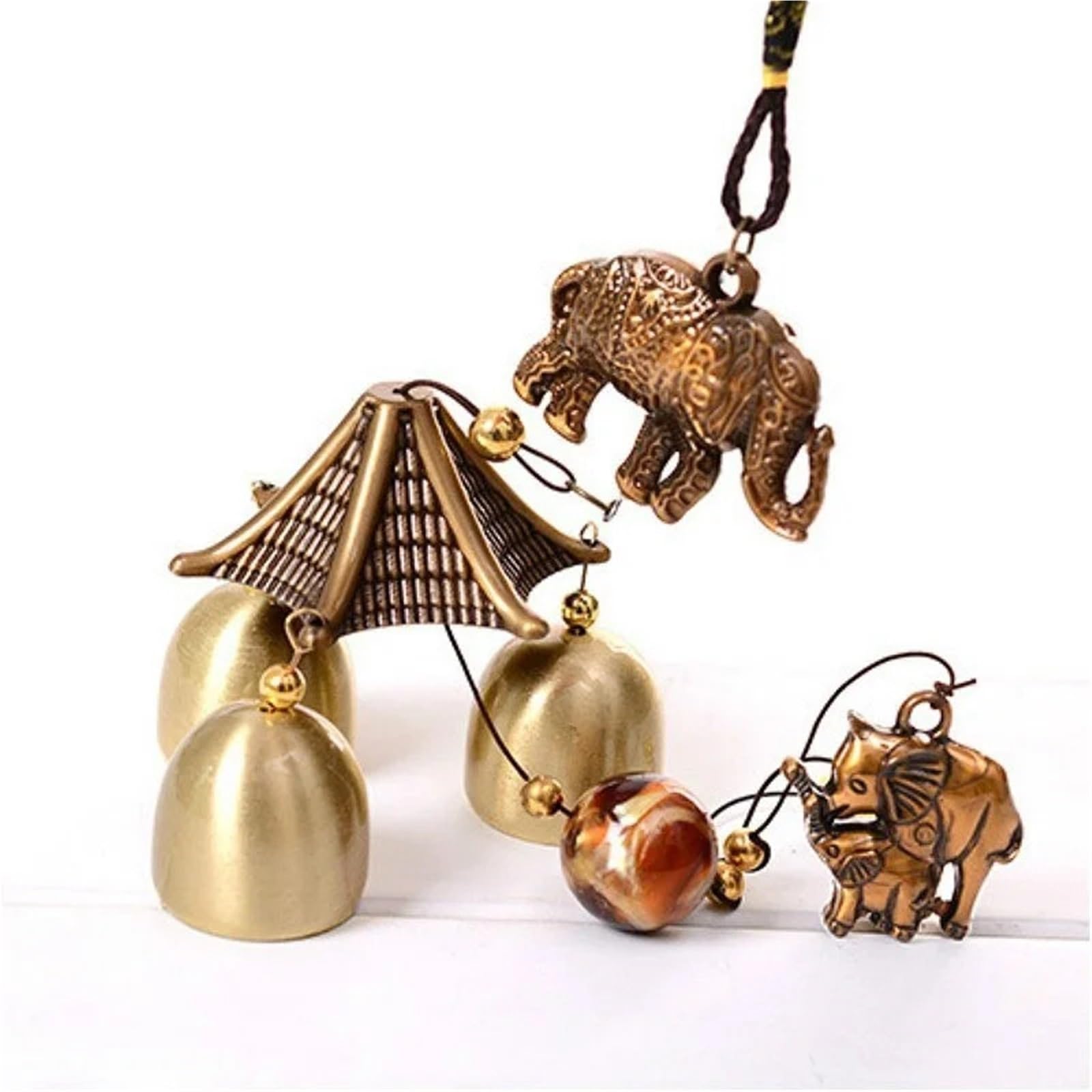 Antique Wind Chime Copper Yard Garden Outdoor Living Decoration Metal Wind Chimes Gift, 1Pcs(Elephant)
