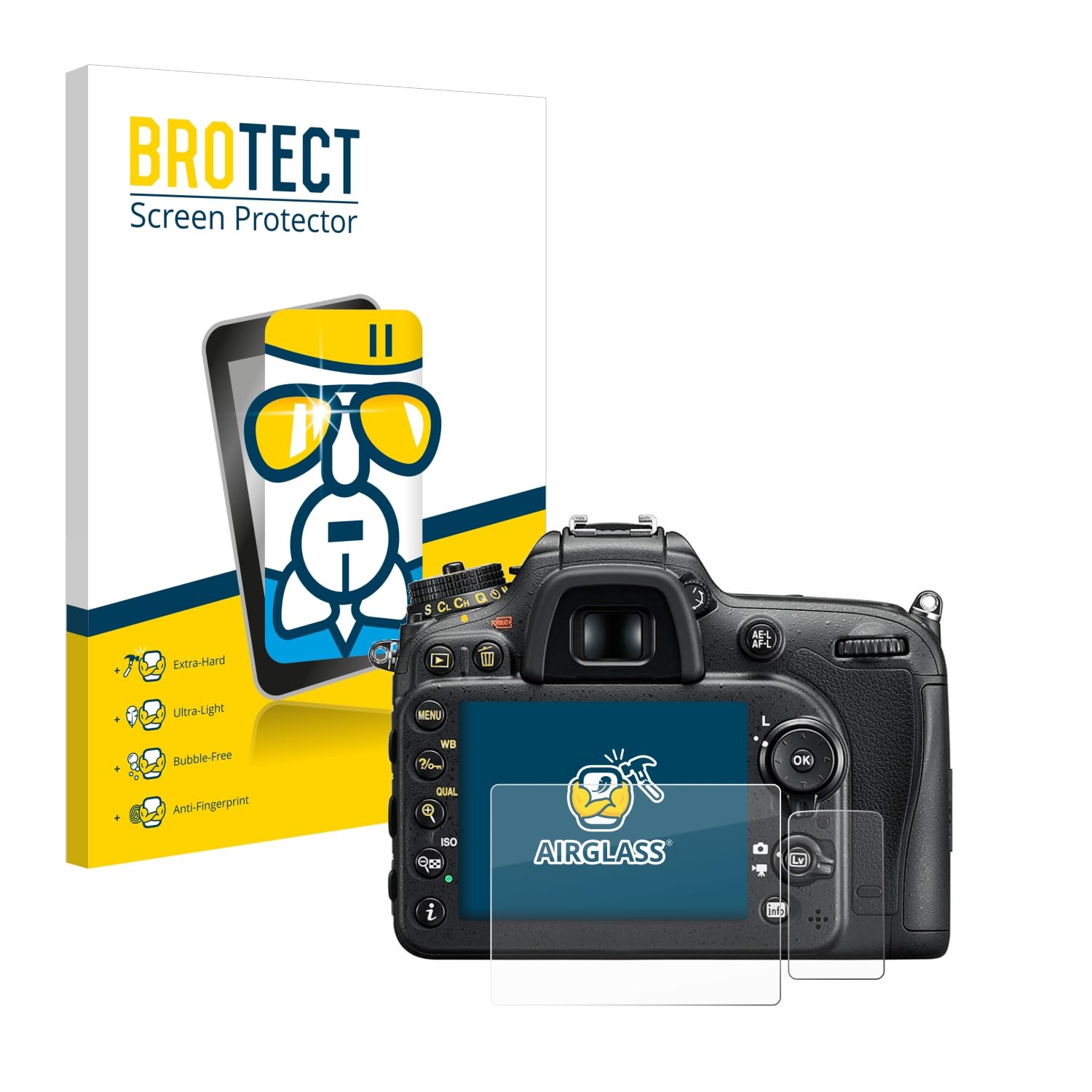 BROTECT Schutzglas für Nikon D7200 Schutzfolie Made in Germany Panzer Folie Glas Displayschutz [Extrem Kratzfest 9H, Anti-Fingerprint,Transparent]