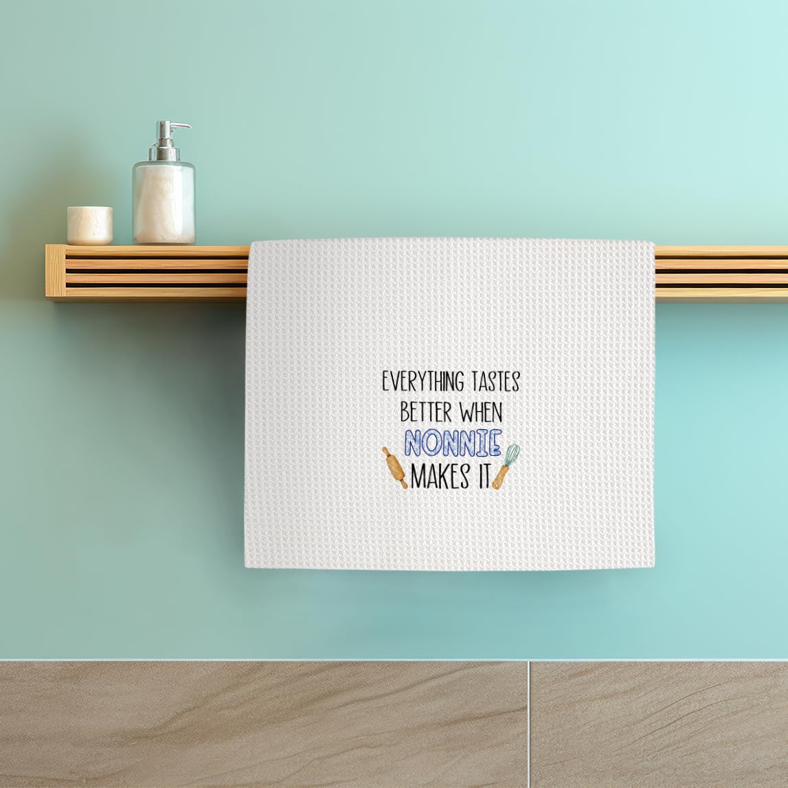 Nonnie Gifts Kitchen Towels, Nonnie Grandma Gifts from Grandkids, Gifts for Grandma Dish Towels for Kitchen, Grandma Gifts for Christmas Birthday Hand Towels for Bathroom, 16x24 Inches