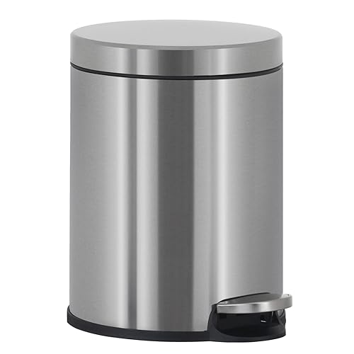 Mini cubo de basura de acero inoxidable de 6 litros, redondo, cilíndrico, cierre suave, con pedal de 1.6 galones, para baño, oficina, cocina,