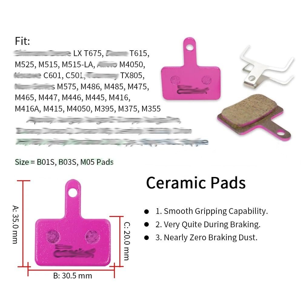 10 Pares de Pastillas de Freno de Disco de Bicicleta de cerámica compatibles con Pinza B01S, B03S, B05S y MT200 MT400 MT500 M446 M355 Piezas de Bicicleta