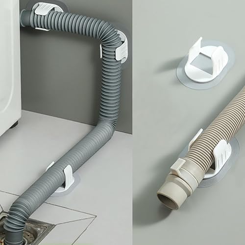 Miniatura 4 de Soporte de manguera de drenaje para lavadora autoadhesivo, sin taladro, abrazadera de fijación de tubería blanca, clip flexible para manguera de