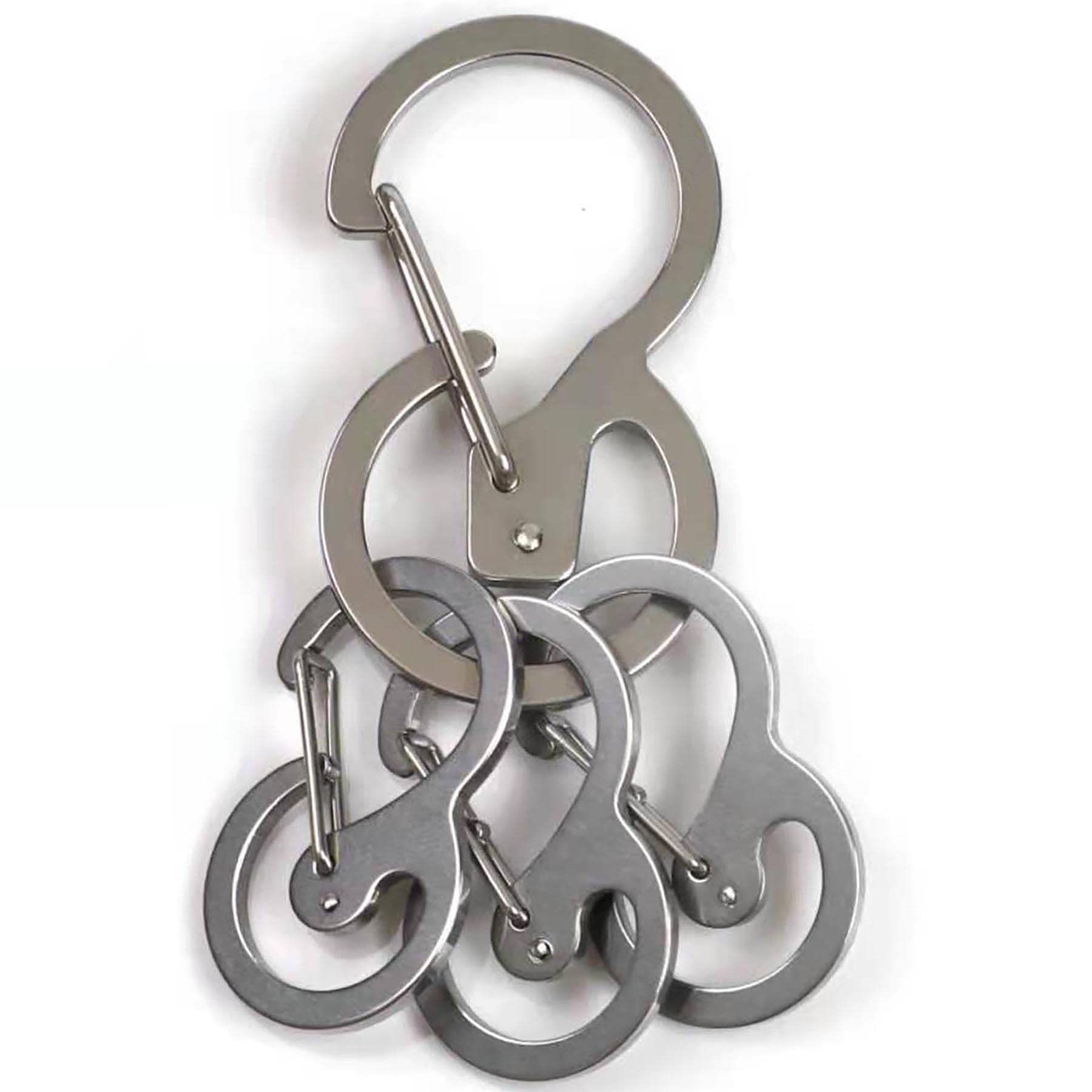 TACRAY Carabiner Keychain Clip Sets, Quick Released Key Holders, Stainless Steel Loop-Locked Hooks, Comes with 3pcs Extra Mini Clasps for More Keys