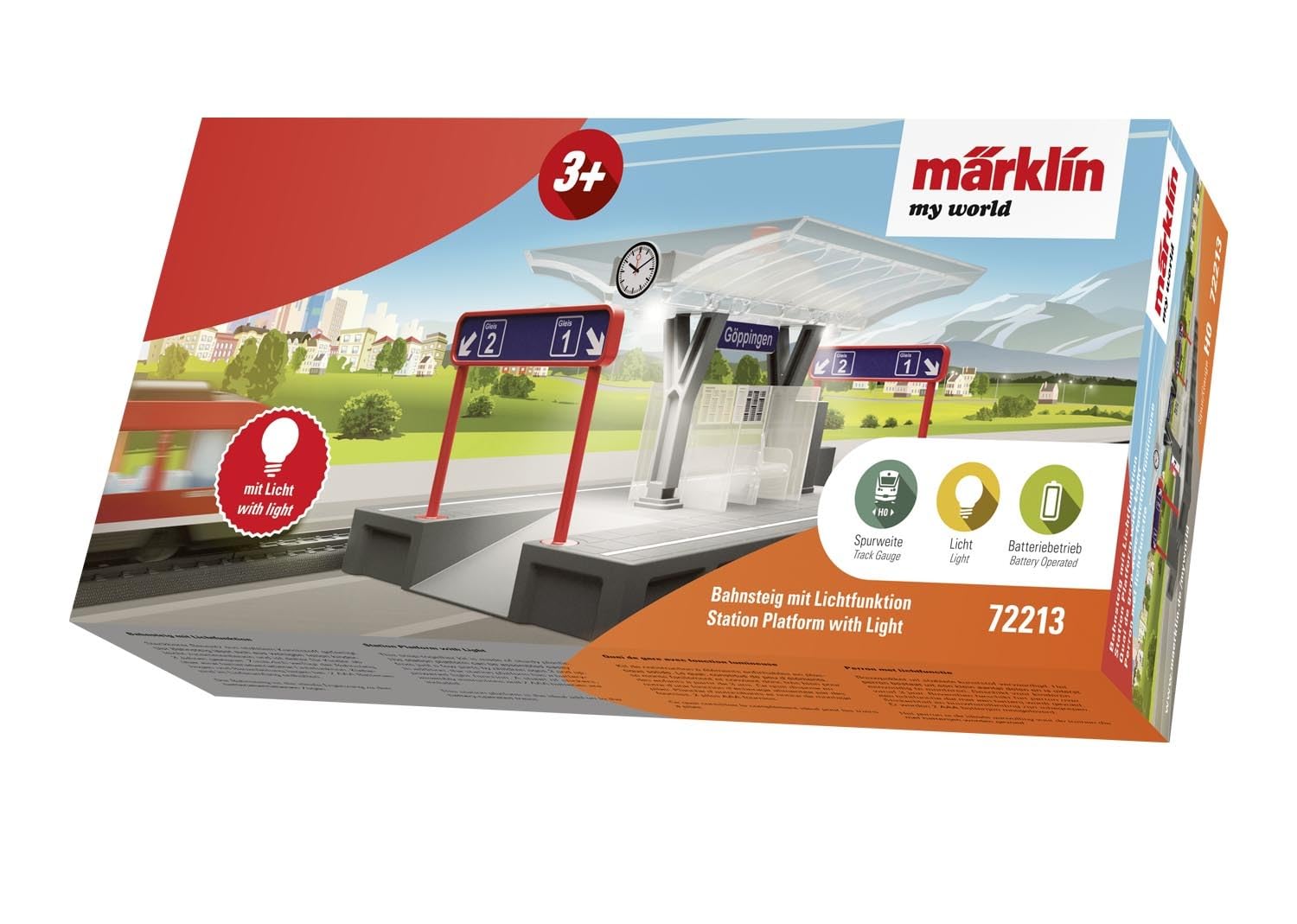 MärklinMy World 72213 Lighted Station Platform for Kids, Toys and Games for Ages 3 and Up, Batteries Included, Unisex-Child