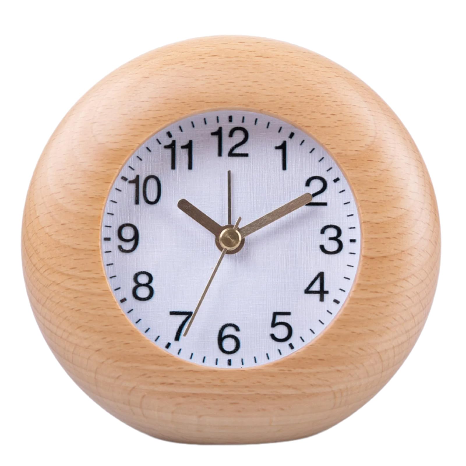 Kalttoy Desk Clock 11.50cm / 4.5in Round Alarm Clock with Arabic Numerals, Quiet, Backlights Brown