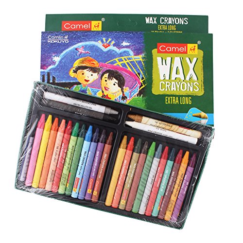 Image of Camel Camlin Kokuyo Oil Pastel (50 Shades) Kokuyo Extra Long Wax Crayons, Gold, Silver, Pack Of 24 Shades