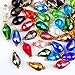 BronaGrand 50pcs Teardrop Crystal Charms End Oval Drop Beads Colorful Faceted Glass Dangle Pendants with Golden Loop Bead Cap for DIY Earrings Necklace Jewelry Making