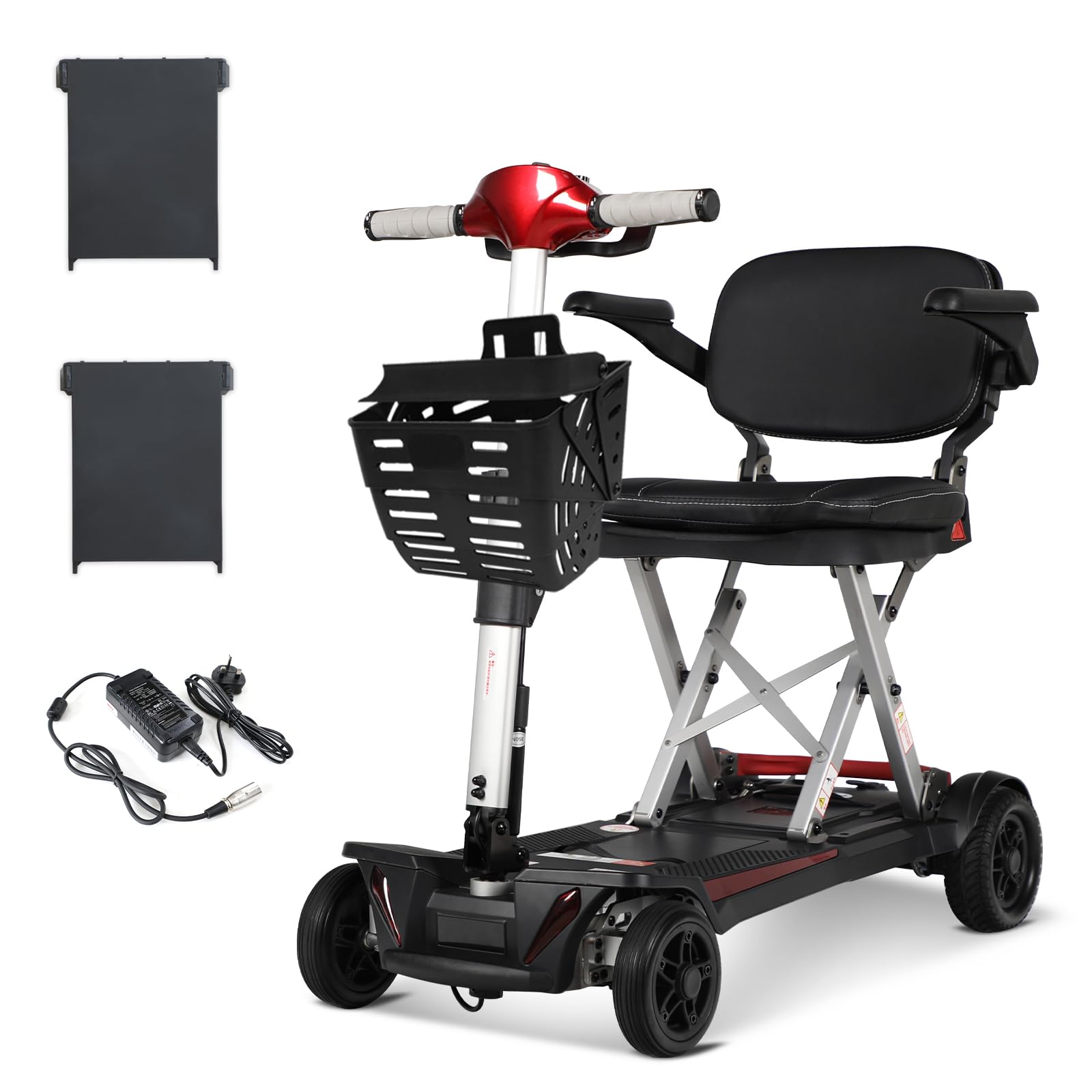 20 Miles Long Range Mobility Scooter for Seniors Adults,Lightweight Mobility Scooters for Seniors, Foldable Travel Mobility Scooters with Basket,Airlines Approved,Red