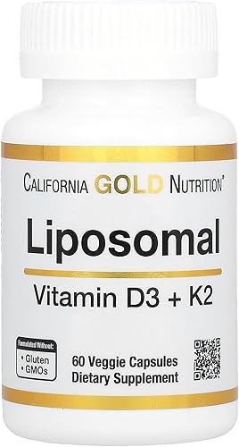 Vitamina liposomal K2 + D3, con método de administración de liposomas secos por Aktin Technology, 1000 UI, 60 cápsulas vegetales