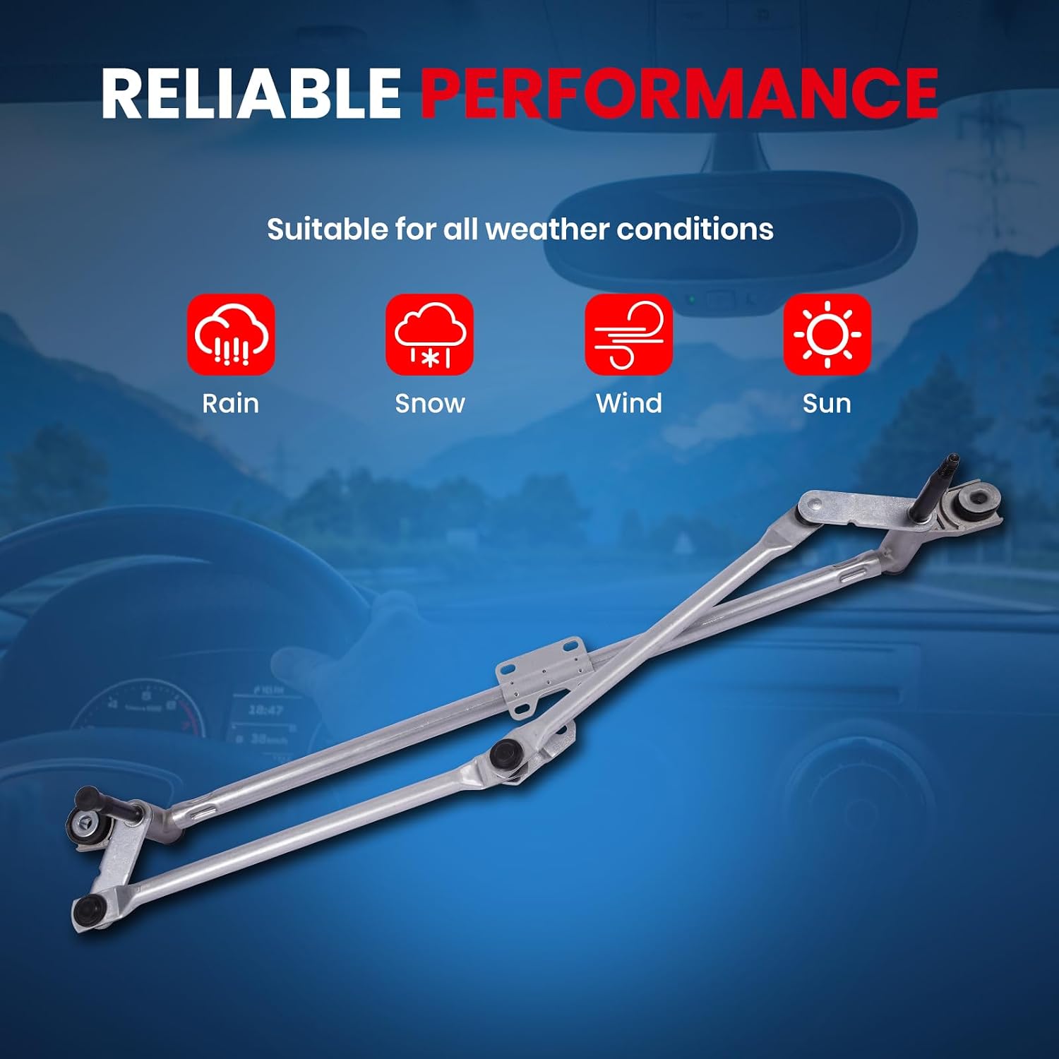 MOCA Front Wiper Linkage Compatible with 2011-2019 for Ford Explorer & 2013-2019 for Ford Police Interceptor Utility Front Left Hand Drive