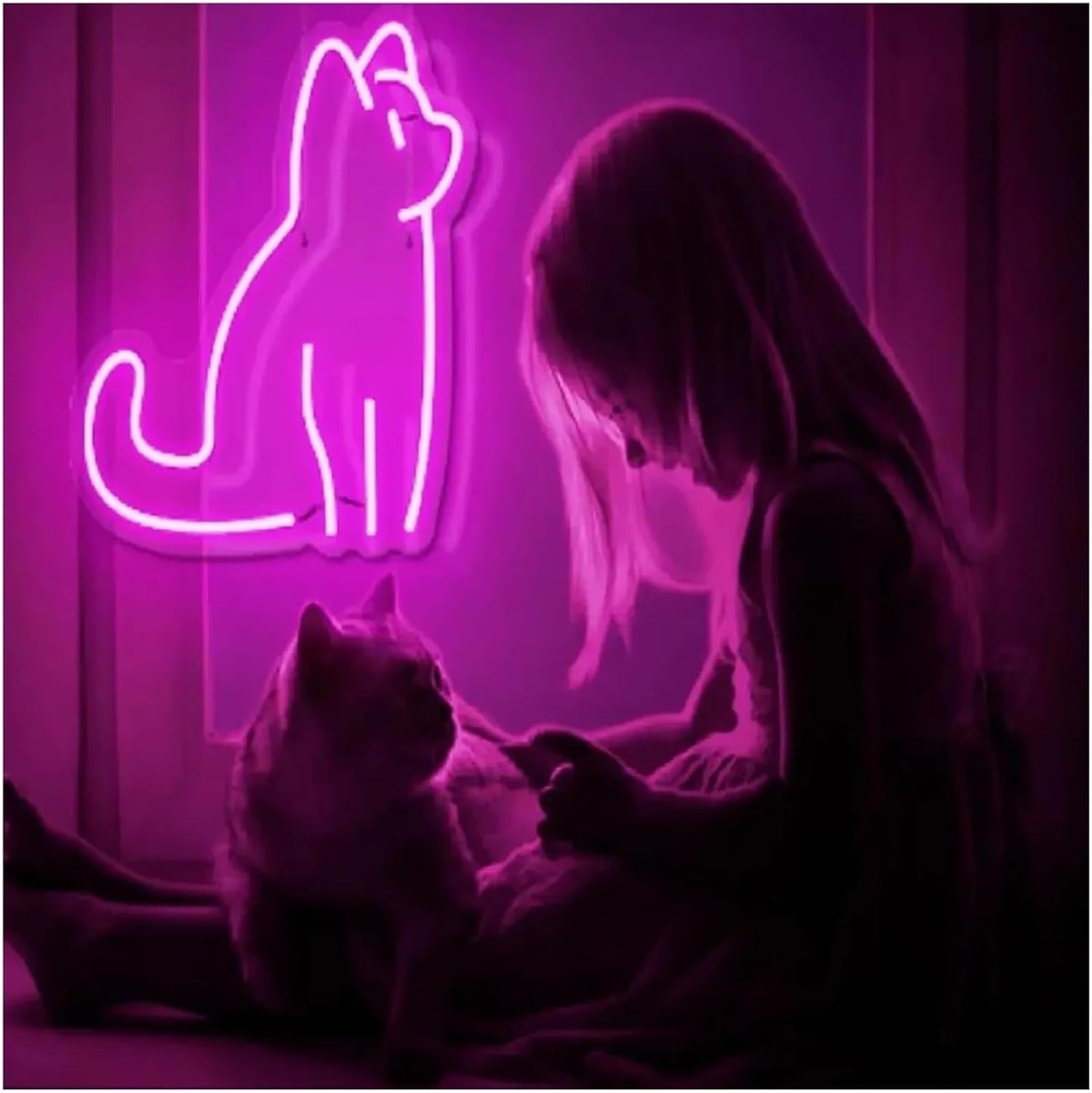 Letrero de neón con forma gato para decoración pared luz LED para para fiestas, tiendas, hogares habitaciones infantiles