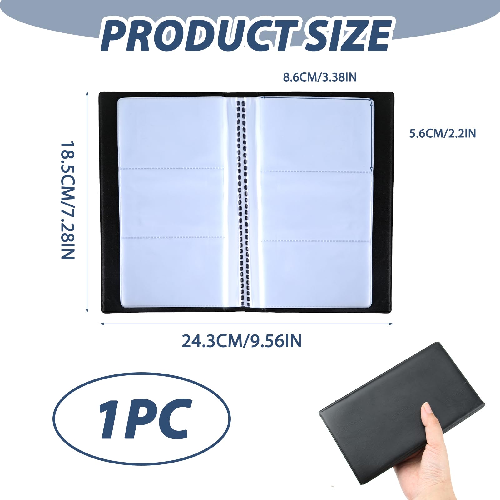 Portabiglietti Da Visita Zacro - 240 Carte, PVC Trasparente, Nero Elegante - Foto 7