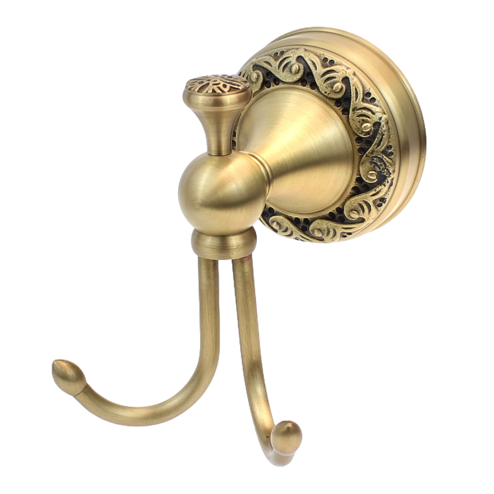 QULYEA Antique Brass Towel Hook,Robe Hooks for Bathrooms Vintage Towel Hook,Double Wall Hooks Heavy Duty Coat Clothes Wall Mounted