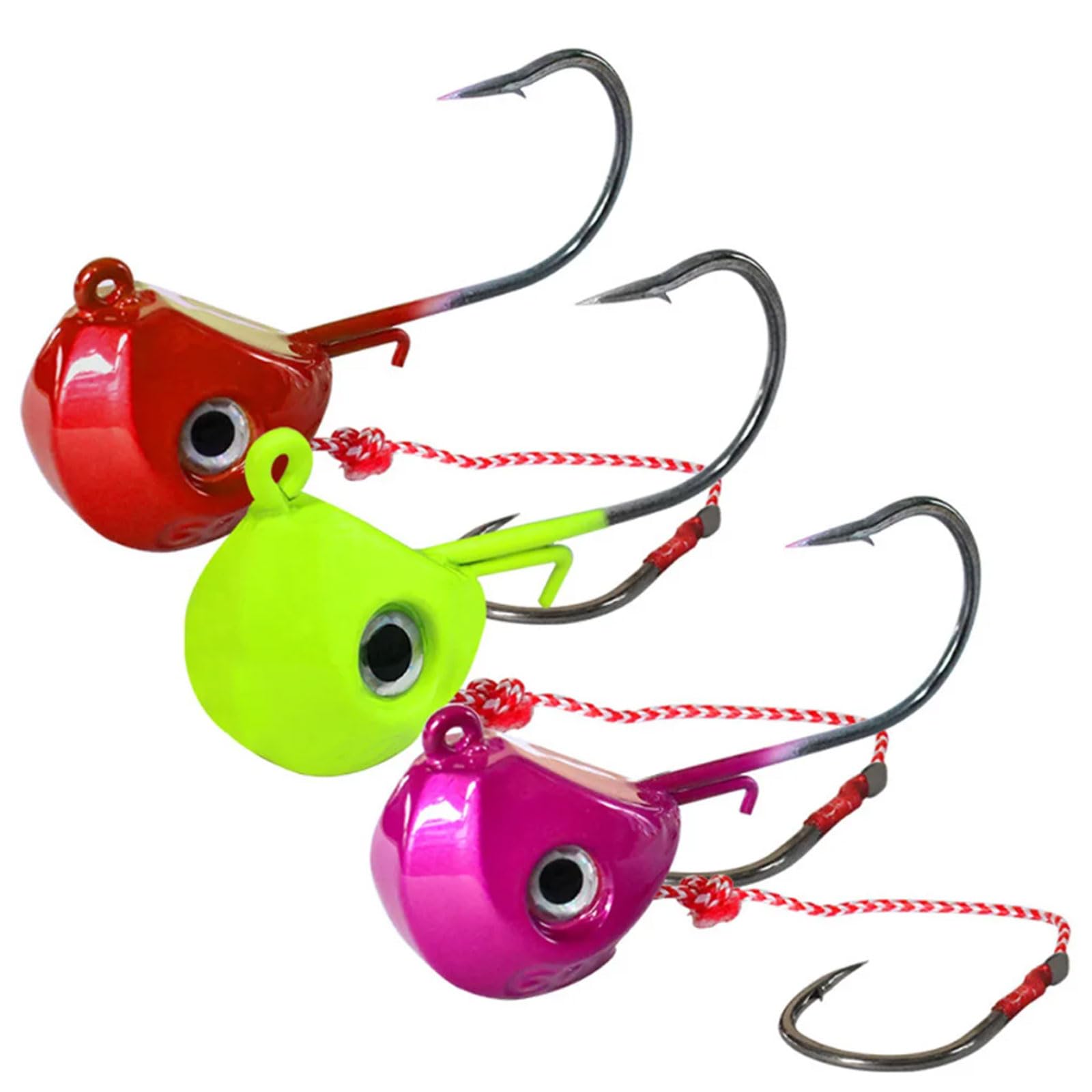 Anzuelos de Pesca con Cabeza de Metal, nuevos señuelos de 40g, 60g, 80g y 100g, anzuelos con un Solo Gancho, Accesorios for Barco for Pesca en el mar(Red,80g)
