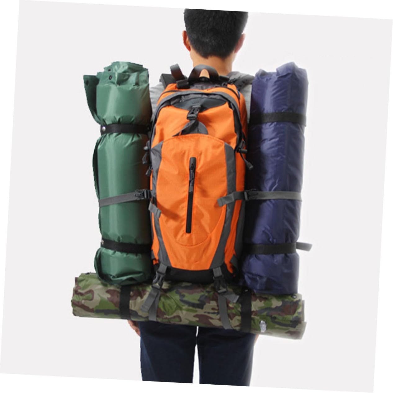 Portable Inflatable Camping Sleeping Pad with Pillow Wear Resistant Lightweight Mat for Outdoor Hiking Picnic Tent Use Warm Insulation Convenient Design for Single Person