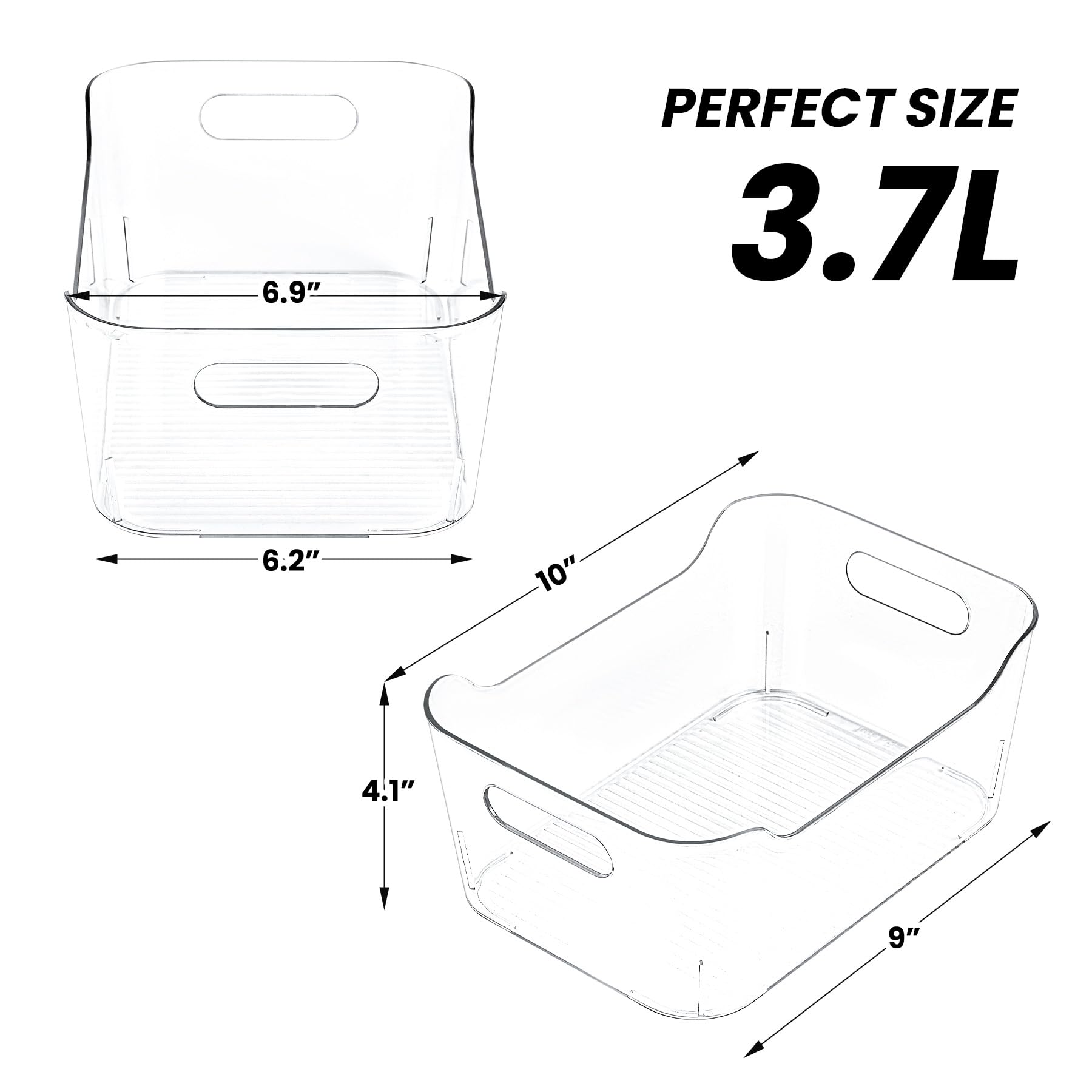 CiWiVOKi Set di 12 contenitori multiuso in plastica trasparente, per dispensa, armadio, frigorifero, congelatore, bagno, organizer per casa e cucina