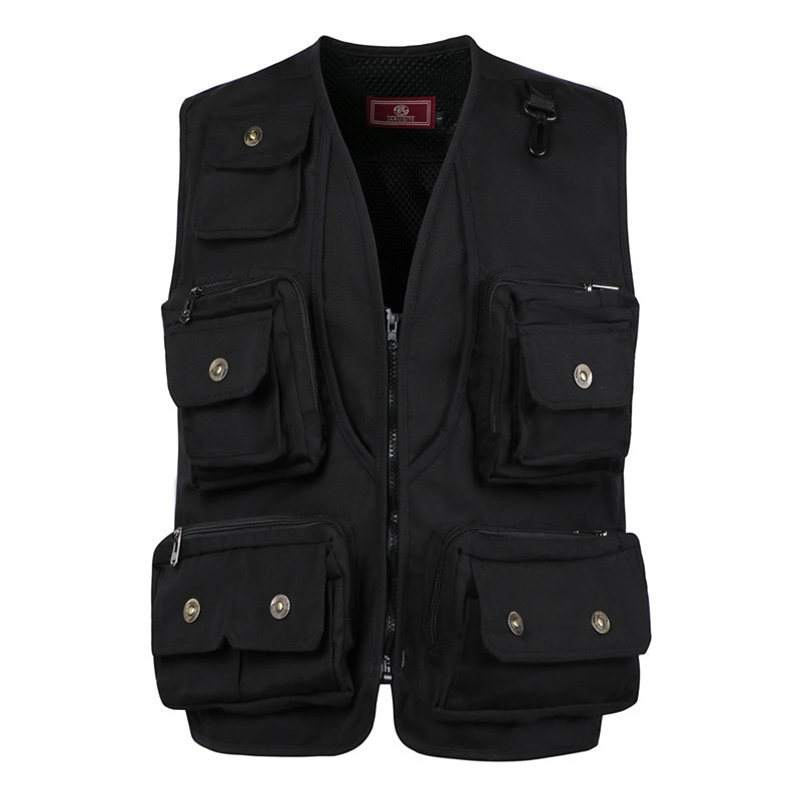 Chalecos Vest Chaleco Multibolsillos para Hombre Chaleco para Fotografía Al Aire Libre Pesca Hebilla De Cobre