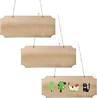 Ezymivs 3 Pack Blank Unfinished Wood Signs for Crafts - Hanging Rectangle Plaques with Rope, 11x4 Inch DIY Painting Home Decor