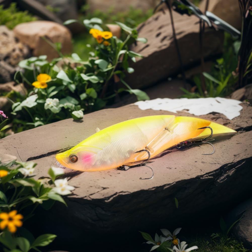 19 cm 55 g Swimbait flottant à 2 articulations avec queues souples – Leurre de pêche articulé pour eau douce et salée