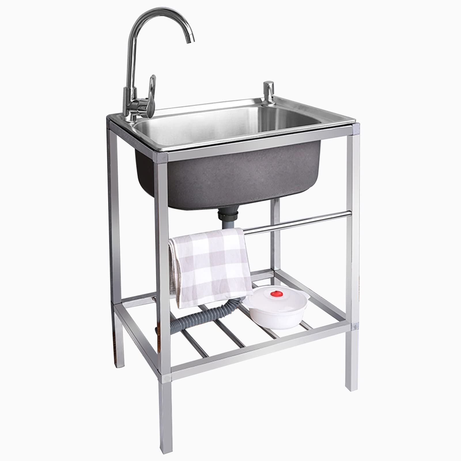 Fregadero de acero inoxidable exterior para evitar manchas en la cocina de casa