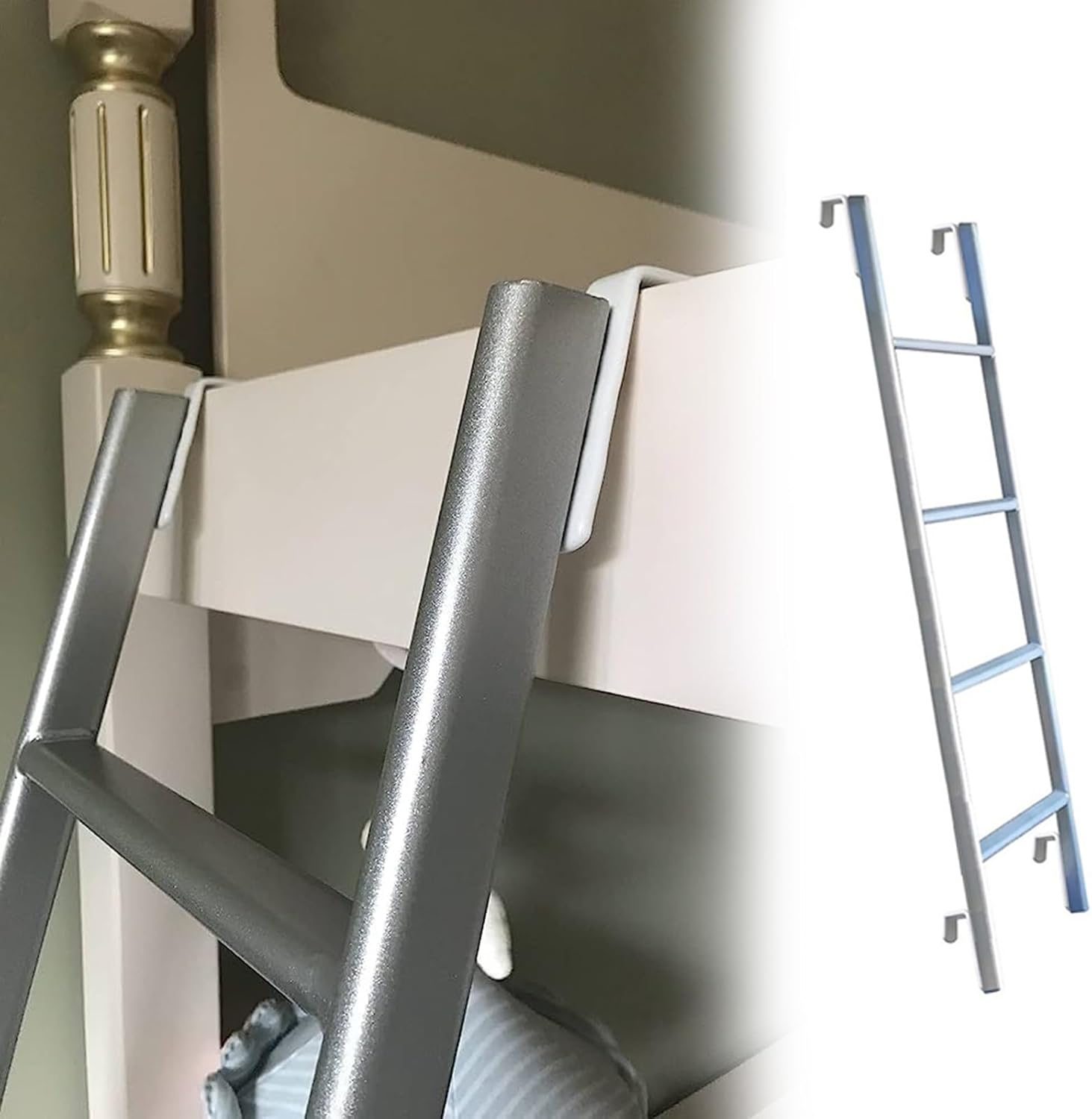 Metal Replacement Bunk Bed Ladder Hook 45 inch Long Side Ladder for Loft Bed Camper Dorm Motorhome Sturdy and Durable Easy to Install 116cm/45