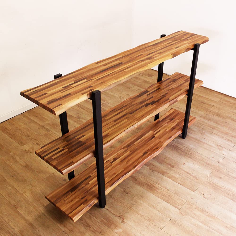 銘木ブラックウォルナット3段棚 丸太耳付き風 【公式通販】