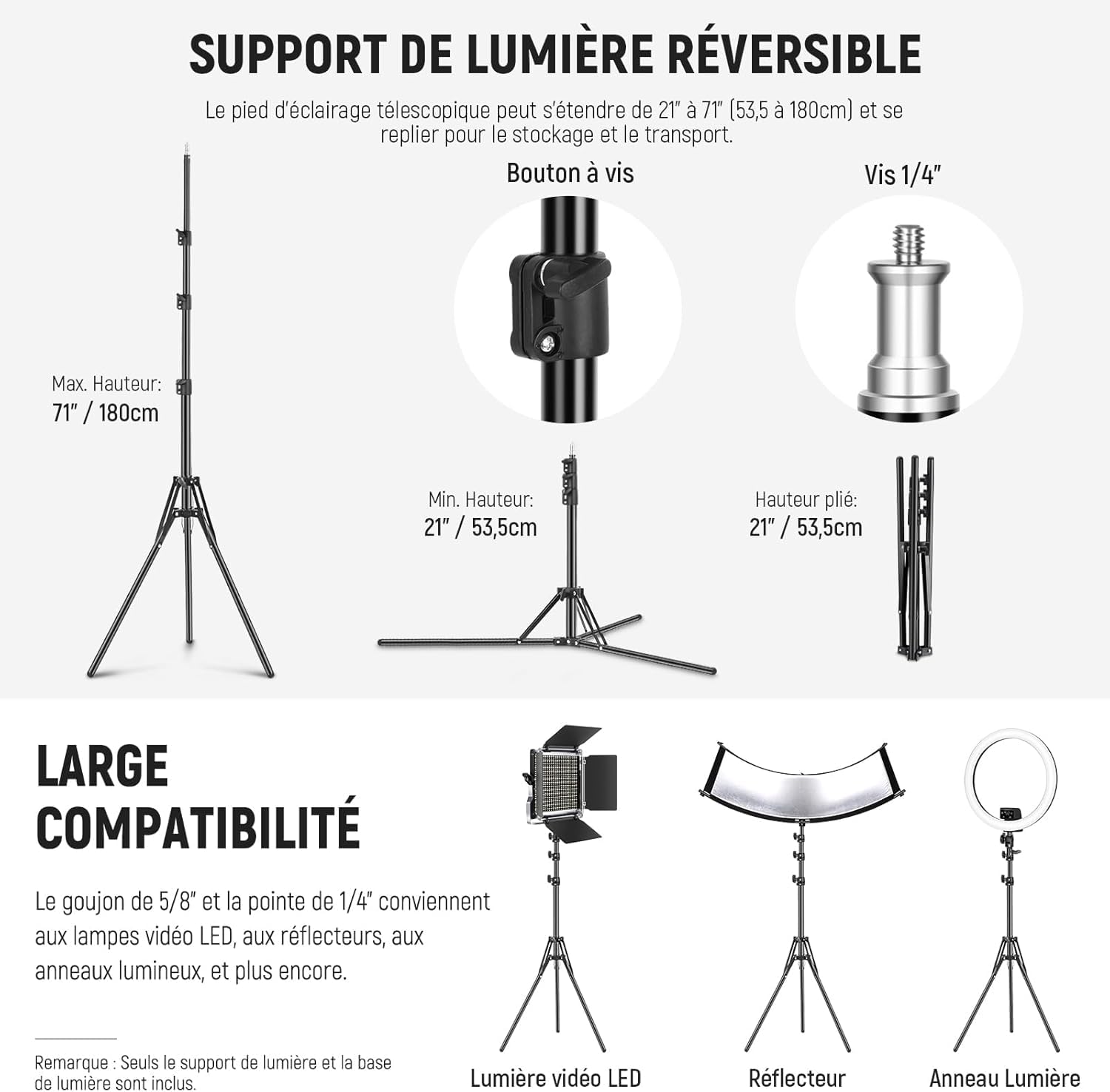 NEEWER Kit d'Éclairage Softbox 40x40cm avec Ampoule LED 35W Prise E27 (Prise UE) certifié CE&UKCA 5700K CRI93+, Support d'éclairage 180cm pour éclairage de Photographie TikTok Live Streaming, SF40